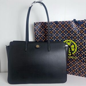Tory Burch Black Pebbled Leather Tote